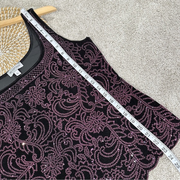 Metaphor Black Purple Sparkly Beaded Sequin Pattern Tank Top Velvet Whimsigoth L - Picture 10 of 11